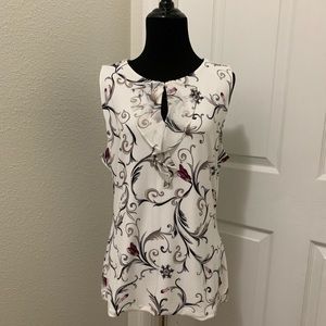 WHBM Floral Print Ruffle Trim Shell Large